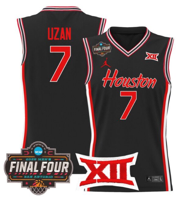 Milos Uzan Jersey #7 Houston Cougars 2025 Final Four Patch Stitched Black