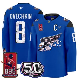 Ovechkin Jersey #8 Washington Capitals All-Time Leading Goals Leader Patch Royal