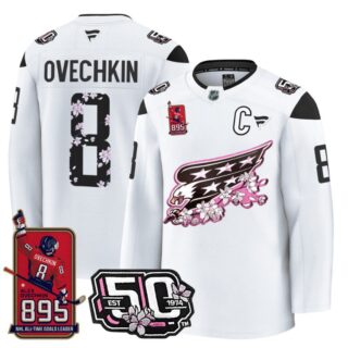 Ovechkin Jersey #8 Washington Capitals All-Time Leading Goals Leader Patch White