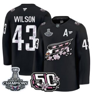 Tom Wilson Jersey #43 Washington Capitals 50th 2018 Stanley Cup Champions Patch Black