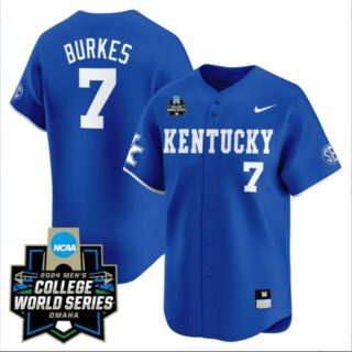 Devin Burkes Kentucky Wildcats College Baseball World Series Jersey Blue