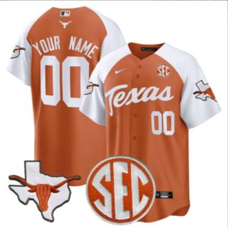 Custom Texas Longhorns Baseball Orange Inverted Jersey Stitched SEC Patch