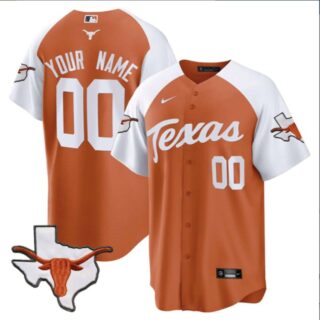 Custom Texas Longhorns Baseball Orange Inverted Jersey Stitched