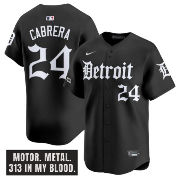 Miguel Cabrera Jersey #24 Detroit Tigers Motor Gothic Edition Vapor Limited Stitched Black