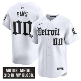 Paws Jersey #00 Detroit Tigers Motor Gothic Edition Vapor Limited Stitched White