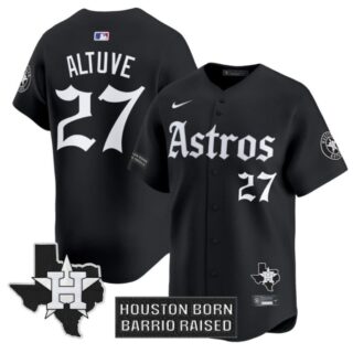 Jose Altuve Jersey #27 Houston Astros Gothic Edition Vapor Premier Limited Stitched Black