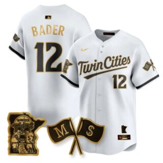 Harrison Bader Jersey #12 Minnesota Twins Alternate Limited Stitched White Gold