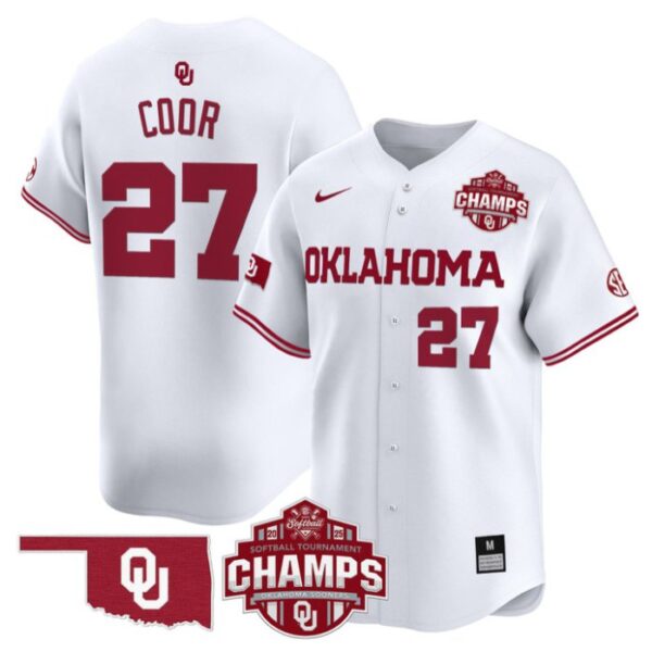 Hannah Coor Jersey #27 Oklahoma Sooners 2025 SEC Champions Patch Limited Stitched White