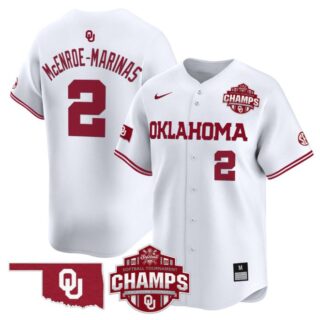 McEnroe-Marinas Jersey #2 Oklahoma Sooners 2025 SEC Champions Patch Limited Stitched White