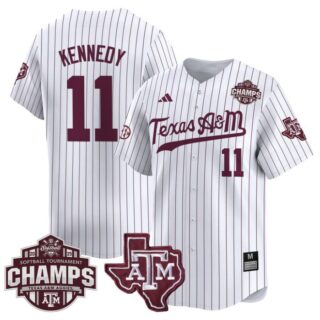 Emiley Kennedy Jersey #11 Texas A&M Aggies 2025 SEC Champions Patch Limited Stitched White Pinstripe
