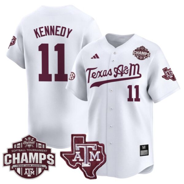 Emiley Kennedy Jersey #11 Texas A&M Aggies 2025 SEC Champions Patch Limited Stitched White