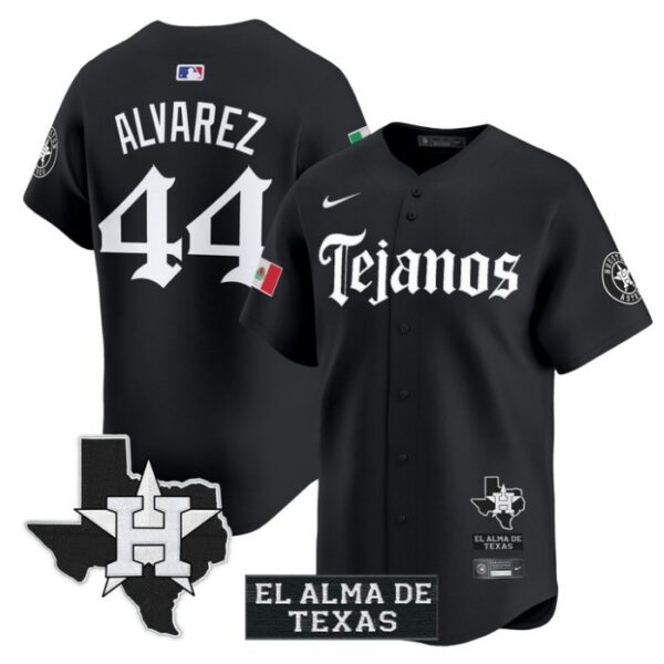 Yordan Alvarez Jersey #44 Houston Astros Mexico Tejano Barrio Style Vapor Limited Stitched Black