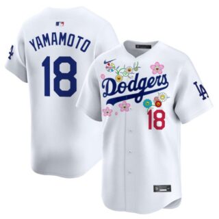 Yamamoto Jersey #18 Los Angeles Dodgers x Takashi Murakami 2025 Vapor Limited Stitched White