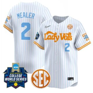 Laura Mealer Jersey #2 Tennessee Volunteers Softball 2025 World Series Stitched Pinstripe