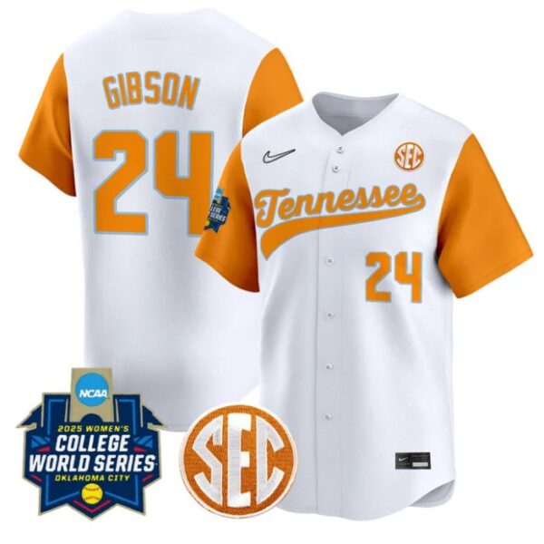 McKenna Gibson Jersey #24 Tennessee Volunteers Softball 2025 World Series Stitched White