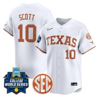 Mia Scott Jersey #10 Texas Longhorns 2025 World Series Stitched White