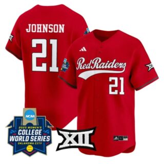 Alana Johnson Jersey #21 Texas Tech Red Raiders Softball 2025 World Series Stitched Red