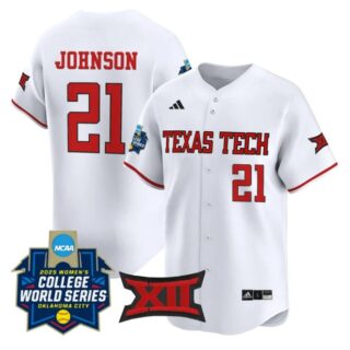 Alana Johnson Jersey #21 Texas Tech Red Raiders Softball 2025 World Series Stitched White