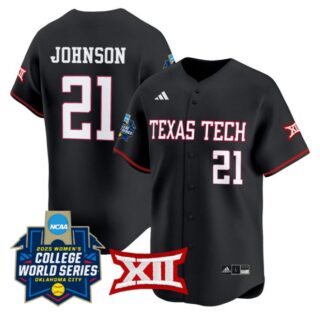 Alana Johnson Jersey #21 Texas Tech Red Raiders Softball 2025 World Series Stitched Black
