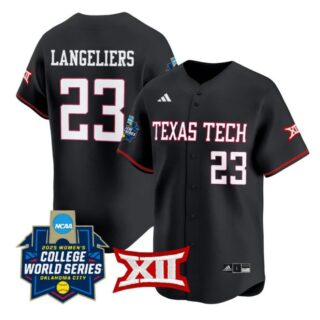 Alexa Langeliers Jersey #23 Texas Tech Red Raiders Softball 2025 World Series Stitched Black