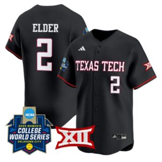 Demi Elder Jersey #2 Texas Tech Red Raiders Softball 2025 World Series Stitched Black