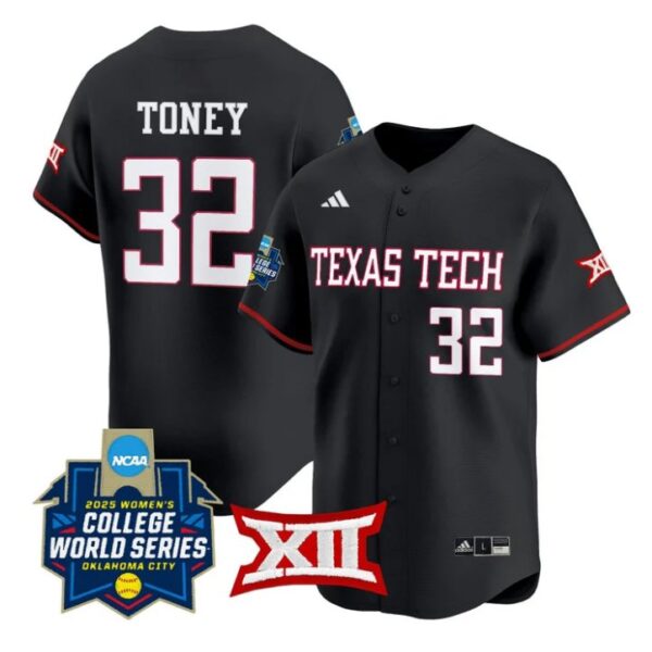 Hailey Toney Jersey #32 Texas Tech Red Raiders 2025 World Series Stitched Black