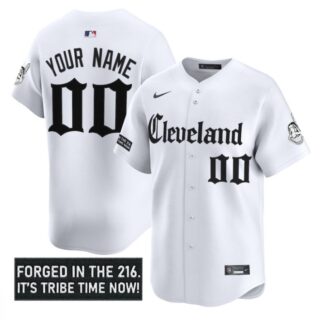 Custom Cleveland Indians Jersey Gothic Iron Edition Stitched White
