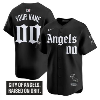 Custom Los Angeles Angels Jersey Gothic Halo Edition Stitched Black
