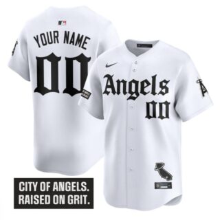 Custom Los Angeles Angels Jersey Gothic Halo Edition Stitched White