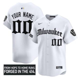 Custom Milwaukee Brewers Jersey Gothic 414 Shadows Edition Stitched White