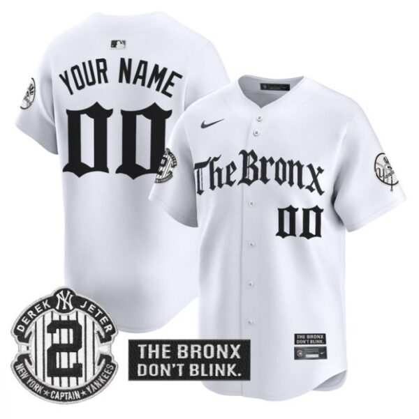 Custom New York Yankees Jersey The Bronx Gothic Ink Drop Edition Stitched White