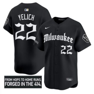Christian Yelich Jersey #22 Milwaukee Brewers Gothic 414 Shadows Edition Black