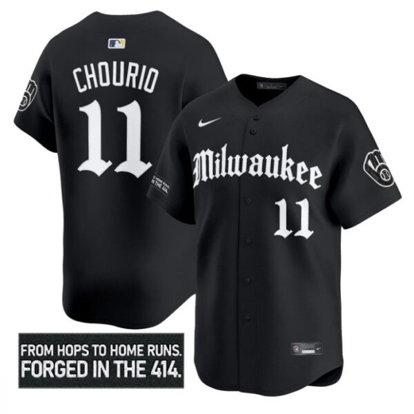 Jackson Chourio Jersey #11 Milwaukee Brewers Gothic 414 Shadows Edition Black