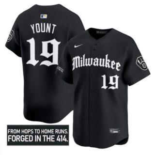 Robin Yount Jersey #19 Milwaukee Brewers Gothic 414 Shadows Edition Black