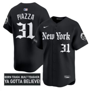 Mike Piazza Jersey #31 New York Mets Gothic Borough Edition Stitched Black