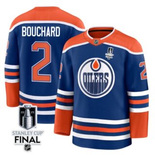 Evan Bouchard 2 Edmonton Oilers 2025 STANLEY CUP Final Patch Home Men Jersey Royal