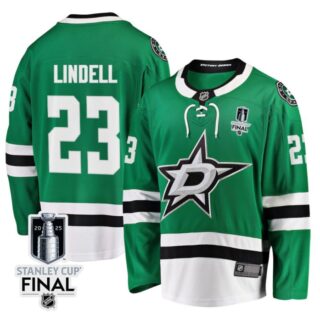 Esa Lindell 23 Dallas Stars 2025 STANLEY CUP Final Patch Home Men Jersey Green