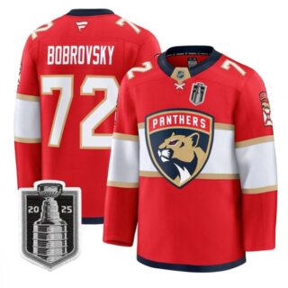 Sergei Bobrovsky Jersey #72 Florida Panthers 2025 Stanley Cup Final Red