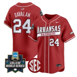 Charles Davalan Jersey #24 Arkansas Razorbacks 2025 World Series Cardinal