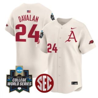 Charles Davalan Jersey #24 Arkansas Razorbacks 2025 World Series Cream