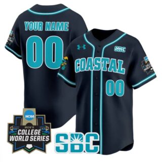 Custom Coastal Carolina Chanticleers Jersey 2025 World Series Navy