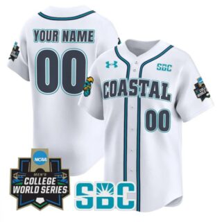 Custom Coastal Carolina Chanticleers Jersey 2025 World Series White