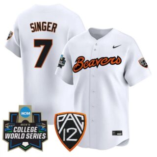 AJ Singer Jersey #7 Oregon State Beavers 2025 World Series Stitched White