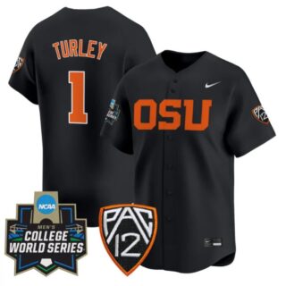 Gavin Turley Jersey #1 Oregon State Beavers 2025 World Series Stitched Black