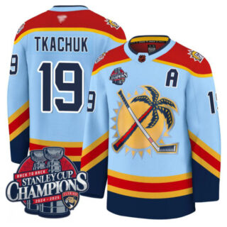 Matthew Tkachuk Jersey #19 Florida Panthers 2025 Stanley Cup Back To Back Blue