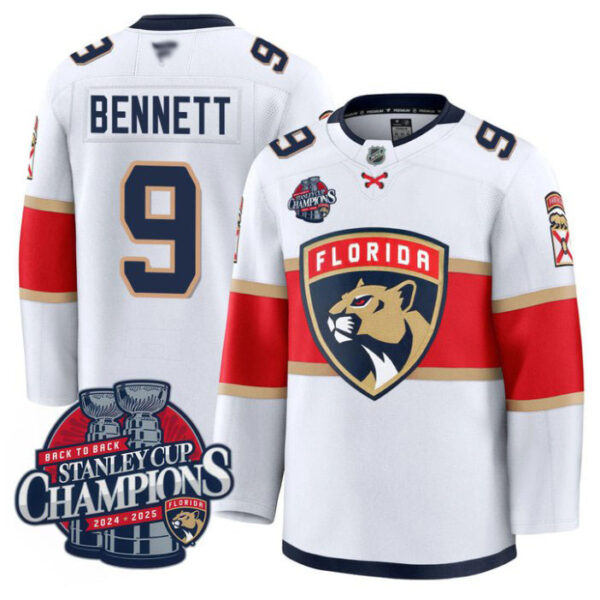Sam Bennett Jersey #9 Florida Panthers 2025 Stanley Cup Back To Back White