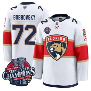 Sergei Bobrovsky Jersey #72 Florida Panthers 2025 Stanley Cup Back To Back White