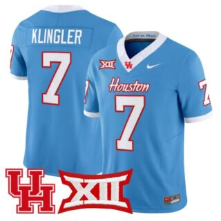 David Klingler Jersey #7 Houston Cougars 2025 Vapor Limited Stitched Light Blue