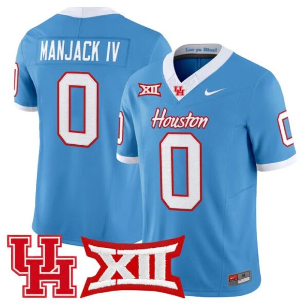 Manjack IV Jersey #0 Houston Cougars 2025 Vapor Limited Stitched Light Blue