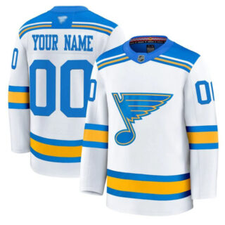 Men Custom St. Louis Blues Jersey Name, Number 2025-26 Premium Stitched White